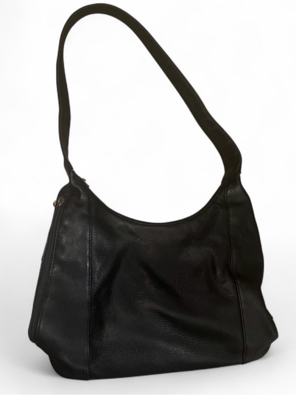 Classic Black Genuine Leather Hobo Slouchy Shoulder Bag Timeless Everyday Carry